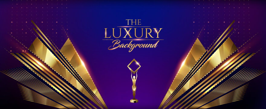 Blue Pink Golden Shimmer Awards Graphics Background Polygon Celebration Entertainment Light Stripe Template Frame Line Luxury Premium Corporate Abstract Design Template Banner Certificate
