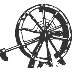 Obraz premium Water Wheel Vintage Illustration Vector