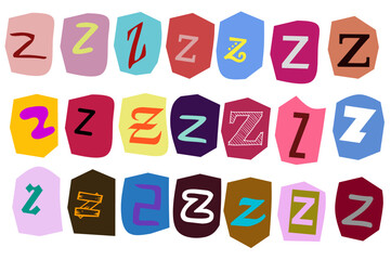 Alphabet z - Ransom note Animation paper cut on green screen