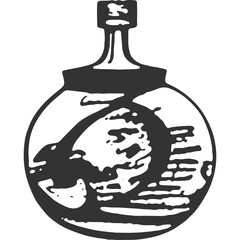 Wishing Bottle Vintage Illustration Vector