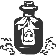 Wishing Bottle Vintage Illustration Vector