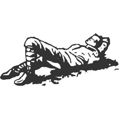 Lying on a Hillside Vintage Illustration Vector