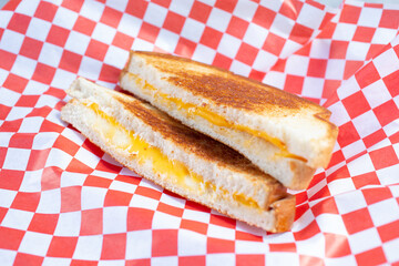 A view of a grilled cheese sandwich.