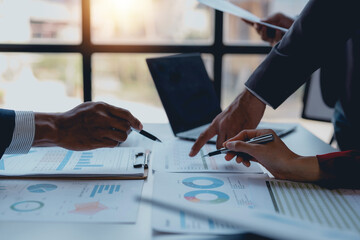 Group of business people meeting for business plan Analyze corporate growth graph and chart.