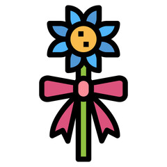 flower filled outline icon style