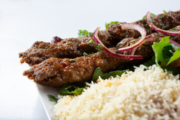 A closeup view of a kofta plate.