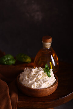 natural organic stracciatella cheese, rustic style