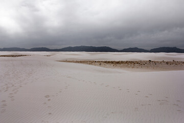 A view of sand dunes seen at White Sands National Park.