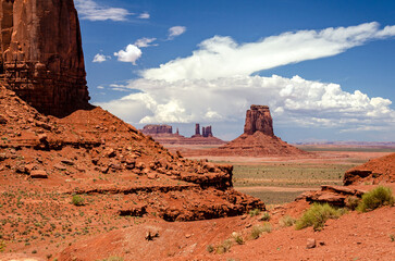 Scenic rock formations in the desert in Monument Valley in the USA