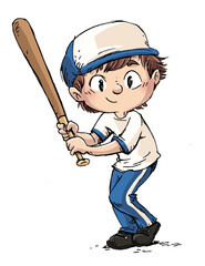 Illustration of a boy preparing to hit a baseball