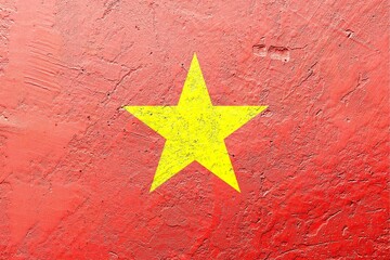 Vietnam flag painted on old concrete wall, abstract Vietnam politics concept