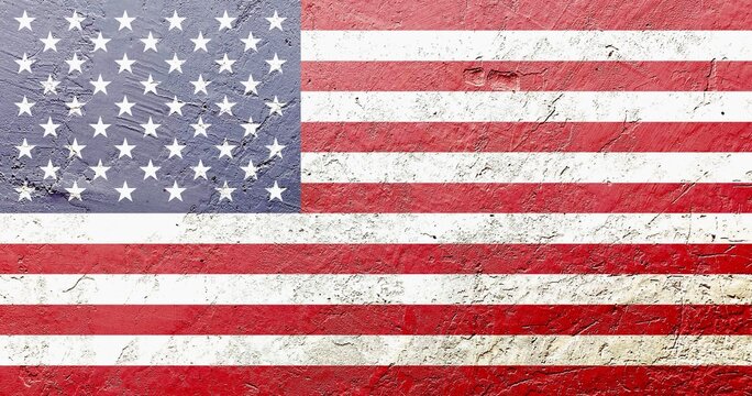 United States flag painted on old concrete wall, abstract USA politics concept