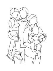 Fototapeta na wymiar Continuous one line drawing of happy family.