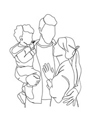 Continuous one line drawing of happy family.