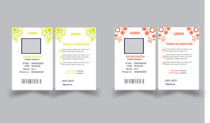 Modern and clean business id card template. professional id card design template with yeallow and green color. corporate modern business id card design template. Company employee id card