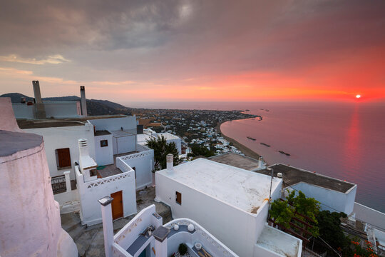 View of Molos village from Chora, Skyros island, Greece.
