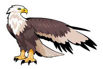 Eagle on a white background. Vector illustration in flat style.