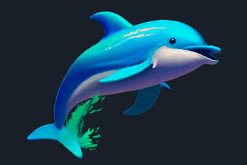 Obraz na płótnie Canvas Dolphin isolated on a black background. 3d vector illustration.
