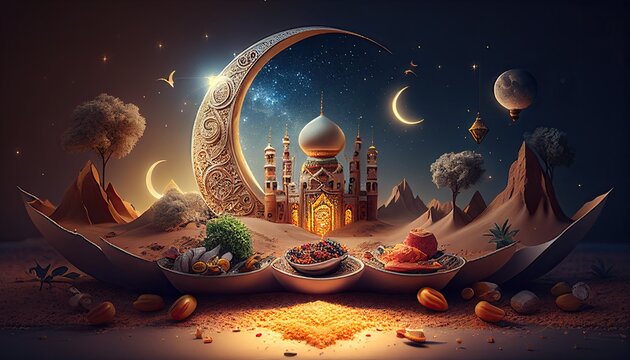 Ramadan Islam Holiday Religion illustration, generative ai