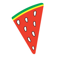 slice of watermelon doodle drawing on white background isolated vector