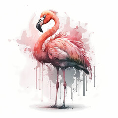 Flamingo 3D Isolated White. Generative AI