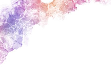 春夏用のアルコールインクアートの幻想的な抽象フレーム）左上にマーブル模様の紫グラデーションの波