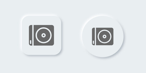 Disc solid icon in neomorphic design style. Album signs vector illustration.