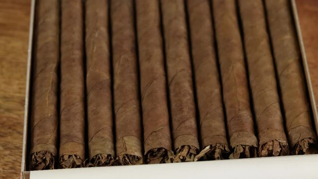 cigares en gros plan dans une boite