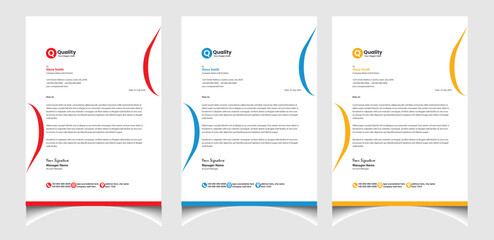 Corporate business colourful letterhead template with a4 size stationary item modern letterhead.
