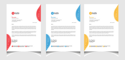 Corporate business colourful letterhead template with a4 size stationary item modern letterhead.
