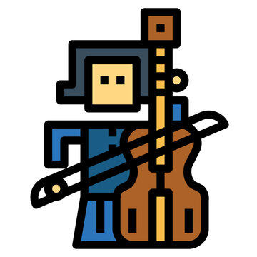 musician holding brown violin, blue outfit clip art preview