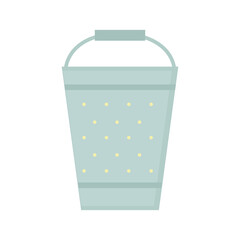 Garden bucket with polka dots on a white background. Spring or summer gardening or household. Flat vector illustration
