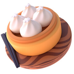 Dimsum In 3d render for graphic asset web presentation or other 