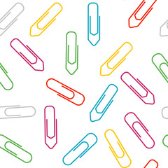 Paper clips vector cartoon seamless pattern background for wallpaper, wrapping, packing, and backdrop.