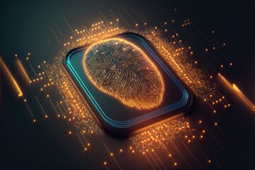 Login with fingerprint scanning technology. Fingerprint to identify personal. Security system concept. Generative Ai