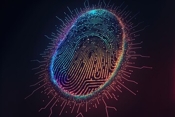 Login with fingerprint scanning technology. Fingerprint to identify personal. Security system concept. Generative Ai
