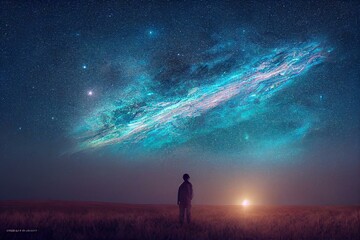 Obraz na płótnie Canvas Devon Rex Charming And Looking At The Night Sky Generative AI