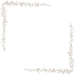 abstract dry leaf floral frame on Png Flower Wreath White transparent background Cover. Stock vector illustration. 03