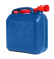 New blue plastic canister isolated on white