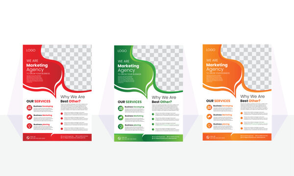 set of colorful flyer design template