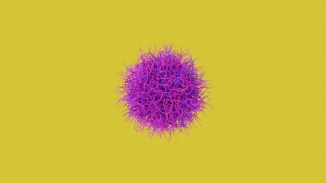 Abstract 3D Render. Growing wires. Background Animation. Motion Graphics. 4K Geometric Animation. Sphere objects. Yellow and Pink