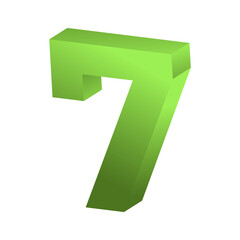3d rendering green number 7 isolated png file