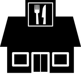 レストランのシンプルなモノクロイラスト