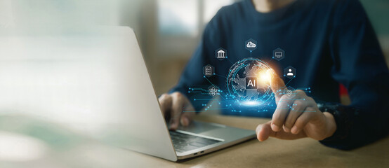AI learning and business artificial intelligence, modern , transformation of ideas and the adoption of technology in business in the digital age, enhancing global business capabilities , Ai.