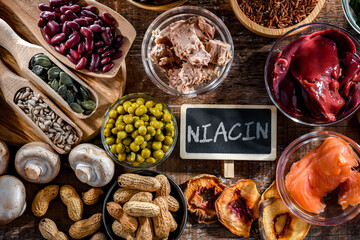 Composition with food products rich in niacin