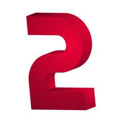 Fototapeta premium 3d rendering red number 2 isolated png file