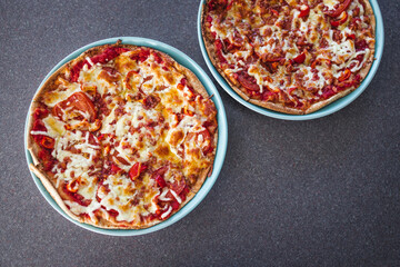 vegetarian pizza with capsicum and plant-based bacon
