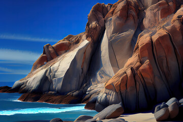 Scenic View Of Rock Formation In Sea. Generative Ai