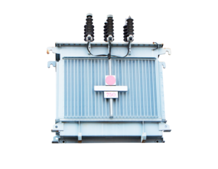 Transformers big size and electric wire phone lines. Energy and technology. Electrical post on electric power. electrical device used to transmit energy. Isolated on cutout PNG.