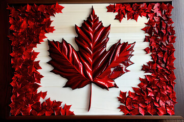 Canada day background with watercolor leaves. Generative Ai